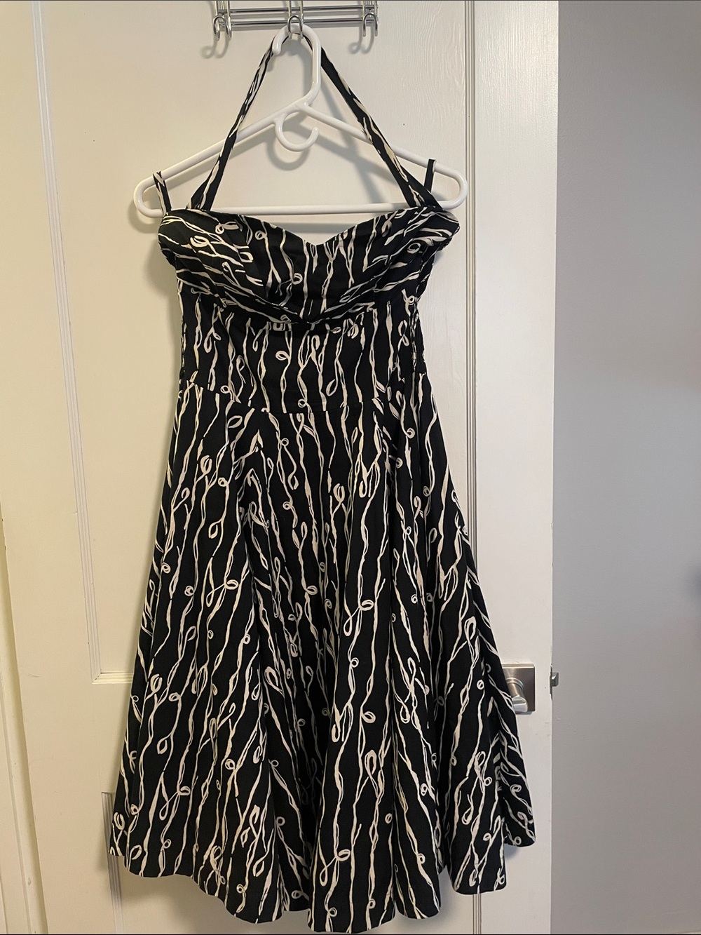 Girls from Savoy Anthropologie Black and White Patterned Cerys Halter Dress